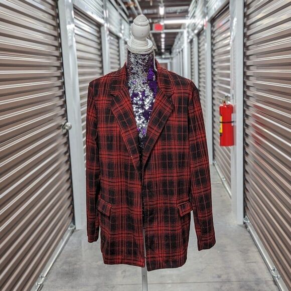 Wild Fable Size XL Women's Red & Black Plaid Fleece Lightweight Jacket - Picture 1 of 7